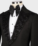 Aidase Party Beads Blazer Vest Men Suits Tuxedo Appliques One Button Peaked Lapel Formal Diamonds Beads Wedding Host Plus Size Tailored aidase-shop