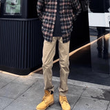 AIDASE  -  Slim Straight Casual Pants for Men in Military een Vintage Logging Workwear Sle Yellow  Boots Matching Autumn Cotton aidase-shop