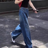 AIDASE  -  High Waist Wide Leg Straight Cut Denim Jeans Women's Early Autumn New Style American Retro Loose Fit Slimming Pants aidase-shop