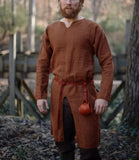 Aidase Streetwear Long Sleeve Tshirt For Men European Medieval Knight Top Vintage Loose V-neck Split Long Gown Pullover