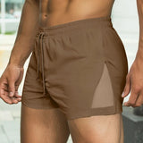 AIDASE  -  Men's Shorts Mesh Patchwork Joggers Drawstring Summer Men Bottoms Streetwear Sexy See Through Casual Male Shorts S-5XL aidase-shop