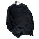 AIDASE  -  Men's Ripped Pullover Loose Trendy Retro Versatile Casual Hem Split Knitted Sweater Sweatshirts Men No Hood aidase-shop