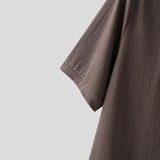 AIDASE  -  Men Shirt Solid Color Knitted V Neck Short Sleeve Korean Style Tops Summer Shirts Streetwear 2025 Casual Men Clothing aidase-shop