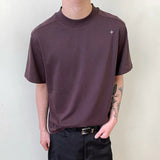 AIDASE  -  Simple Men's Tees Round Neck Embroidery Contrast Color Casual Tops Short Sleeved Summer Korean Style Male T-shirts 9W3220