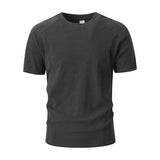 AIDASE  -  Men's Solid Color Stitching Short Sleeve T-Shirt Casual Crew Neck Breathable Summer Top aidase-shop