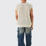 AIDASE  -  Summer Men Knit Sports Vest Sexy Hollow Out V-neck Sleeveless Tank Tops Casual Loose Mesh Knitted Waistcoat Tshirts Streetwear aidase-shop