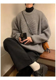 AIDASE  -  Casual Men Knitwear Sweater Square Block Jacquard Patchwork Design Long Sleeve Round Neck Solid Color Pullovers 21E7644 aidase-shop