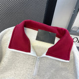 AIDASE  -  American Vintage Women Loose Pullovers Preppy Style Turn Down Collar Half Zipper Sweatshirts Female Casual Sport Top aidase-shop