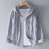 AIDASE  -  Unisex Loose Fit Youth Fashion Cotton Linen Sun Hooded Long Sleeve Solid Color Linen Shirt Trendy Regular Fit Men'S Autumn Shirt aidase-shop