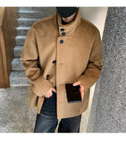 AIDASE  -  Fall and Winter New High-neck Wool Jacket, Thickened and Warm Solid Color Men's Coat, Stylish and Versatile Windproof Coat. aidase-shop