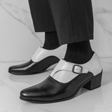 AIDASE  -  Men's High Heel Leather Shoes 5cm Pointed Toe Business Formal Shoes Trendy Hairstylist Style Casual round Toe Leather Shoes aidase-shop