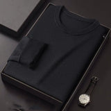 Aidase Autumn/Winter Men's Solid Color Slim Fit Pullover Fake Two Pieces Casual Fashion Elegant Commuter Knitted Bottom Shirt aidase-shop