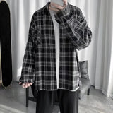 AIDASE  -  Casual Loose Plaid Long Sleeve Shirt Unisex Spring Autumn Fashion Outerwear Classic Grid Pattern Male Female Style Clothing aidase-shop