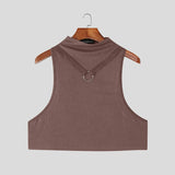 AIDASE  -  Men Tank Tops Solid Color Turtleneck Sleeveless Sexy Crop Tops Men Summer Streetwear Skinny 2025 Fashion Unisex Vests aidase-shop