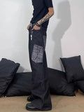 AIDASE  -  Retro American Embroidered Bla Jeans Men High Street Vibe Loose Straight Leg Wide Leg Clean Fit Long Trousers Casual Sleeve aidase-shop