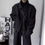 AIDASE  -  Casual Loose Short Black Collar Jacket for Men Stylish Simple Korean Version Versatile Top Outerwear Fashionable Personality aidase-shop