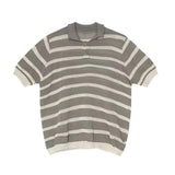 AIDASE  -  Loose Fit Summer Japanese Style Knitted Short Sleeve Polo Shirt Men's Casual Turn-down Collar Striped Top Fashion Urban aidase-shop