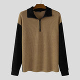 AIDASE  -  Men Pullovers Patchwork Lapel Long Sleeve Knitted Spring Autumn Casual Male Sweater Zipper Streetwear Men Clothing S-5XL aidase-shop