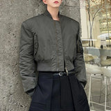 Aidase Mens Autumn Winter Casual Solid Color Thickened Pocket Short Jacket Genderless Korean Style Retro Trend Biker Jacket Unisex aidase-shop