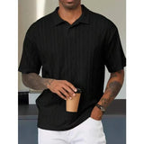 AIDASE  -  Retro Loose Texture Knitted Polo Shirt Men's Summer Retro Lapel T-shirt Breathable Old Money Short Sleeves aidase-shop