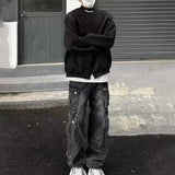 Aidase Mens Sweatshirt Pullover Korean Style Hip Hop Street Autumn Youthful Niche Half Zip Up Letter Stand Pullover Men'S Clothing 2024 aidase-shop