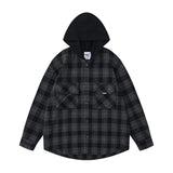AIDASE  -  Spring Autumn Vintage New Fashion Men's Casual Trendy Loose Simple Basic Plaid Hooded Shirts Male Daily Long Sleeve Coat Clothes aidase-shop
