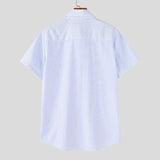 AIDASE  -  Men Striped Shirt Lapel Short Sleeve Tie Up Casual Men Clothing Summer Shirts Streetwear 2025 Fashion Male Tops S-5XL aidase-shop