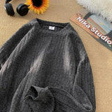 AIDASE  -  American Casual Hairy Sweatshirt Men's Autumn Winter Hip Hop Preppy Loose Lazy Long-sleeved T-shirt High-end Casual Inner Wear aidase-shop