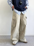 AIDASE  -  Retro Japanese Sle Casual Pants with kets for Men And Women Autumn New Sle Waed out Loose Fit Straight Leg Trousers aidase-shop