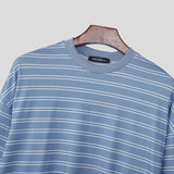 AIDASE  -  Men Striped T Shirt Crew Neck Long Sleeve Loose Korean Style Male Basic Tee Tops Streetwear Fashion Casual Men Clothing aidase-shop