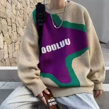 Aidase Y2K Star Patchwork Sweater Men Harajuku Knitted Pullovers Jumpers Sweaters Male Tops Oversized Letter Emboridery Streetwear Men aidase-shop