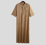 AIDASE  -  Men's Muslim Robes Middle East Arab Ramadan Islamic Button V-neck Clothing Solid Casual  Long Sleeve T-shirt Dress Tunic Tops ﻿ aidase-shop