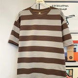 AIDASE  -  Summer Preppy Style Striped T-shirts For Men High Street Fashion Cotton Short Sleeve Tee Tops Y2K Vintage Pullover T Shirts aidase-shop