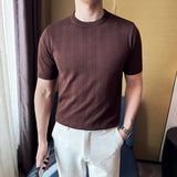 AIDASE  -  Men's Textured Knit Polo - Soft Lounge T-Shirt with Breathable Stretch Fit Modern Crew Neck & Diamond Pattern  Home Casual Style aidase-shop