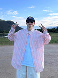 AIDASE  -  Japanese Spring Autumn Button Down Striped Men's Shirts Fashion Casual Couple Shirt Long Sleeved High-Quality Hip-Hop Streetwear aidase-shop