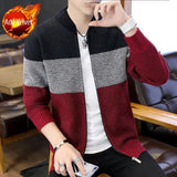 Aidase Knit Sweater Male Zipper Plaid Men's Clothing Cardigan Hoodies Zip-up Thick Winter Red Tops Jumpers Casual Stylish Hot aidase-shop