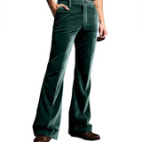 AIDASE  -  Vintage Wide Leg Velvet Pants Mens Streetwear Fall Fashionable Solid Color Flared Trousers For Men Casual Loose High Waist Pants