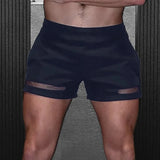 AIDASE  -  Men Sets Mesh Patchwork O-neck Sleeveless Tank Tops & Shorts Two Pieces Sets See Through Streetwear Fashion Men's Suits aidase-shop