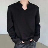AIDASE  -  Men's T-shirt Solid Color Casual Male Pullover Long Sleeve Tops Stylish Loose Clothing Korean Style New Summer aidase-shop