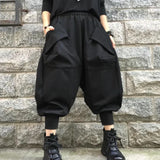 Aidase Harem Black Pants Women Baggy M-3XL Temper Big Pockets Unisex American Streetwear Teens Y2k Clothes Trousers Personal Pantalones