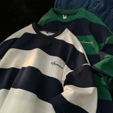 25.29Aidase Summer American Street Retro Stripe Letter Print Graphic T-shirt Men and Women Trend Loose Casual Short Sleeve Top harajuku aidase-shop