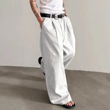 AIDASE  -  Men Wide Leg Pants Solid Color Button Joggers Loose Casual Straight Trousers Men Streetwear Korean Style Male Long Pants aidase-shop