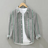 Aidase 100% Cotton Classic Men's Shirts Holiday Cool Long Sleeve Striped Blouses for Youth Man 2024 Spring Fashion Loose Casual Tops aidase-shop