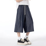 AIDASE  -  Denim Ice Silk Men's Casual Pants Summer New Trendy 2025 Solid Color Elastic Waist Trousers aidase-shop