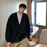 Aidase Men Cardigan Autumn Male Outwear Mens Sweaters V-neck Argyle Retro Japanese Trendy All-match Casual Oversized Loose Sweater aidase-shop