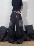 AIDASE  -  Retro American Embroidered Bla Jeans Men High Street Vibe Loose Straight Leg Wide Leg Clean Fit Long Trousers Casual Sleeve aidase-shop
