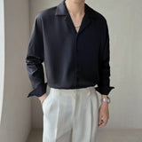 Aidase Apricot Black White Shirt Men Fashion Social Men Dress Shirt Korean Loose Casual Long-sleeved Shirts Men Formal Shirt M-3XL aidase-shop