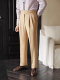 AIDASE  -  Trousers Men Spring Autumn New Fashion Belt-up High Waist Slim Pants Men Business Casual Solid Color Straight Pants aidase-shop