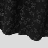 AIDASE  -  Men Shirt Flower Jacquard Loose Korean Style Lapel Short Sleeve Men Clothing Streetwear Fashion Casual Shirts S-5XL aidase-shop