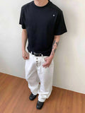 AIDASE  -  Simple Men's Tees Round Neck Embroidery Contrast Color Casual Tops Short Sleeved Summer Korean Style Male T-shirts 9W3220 aidase-shop